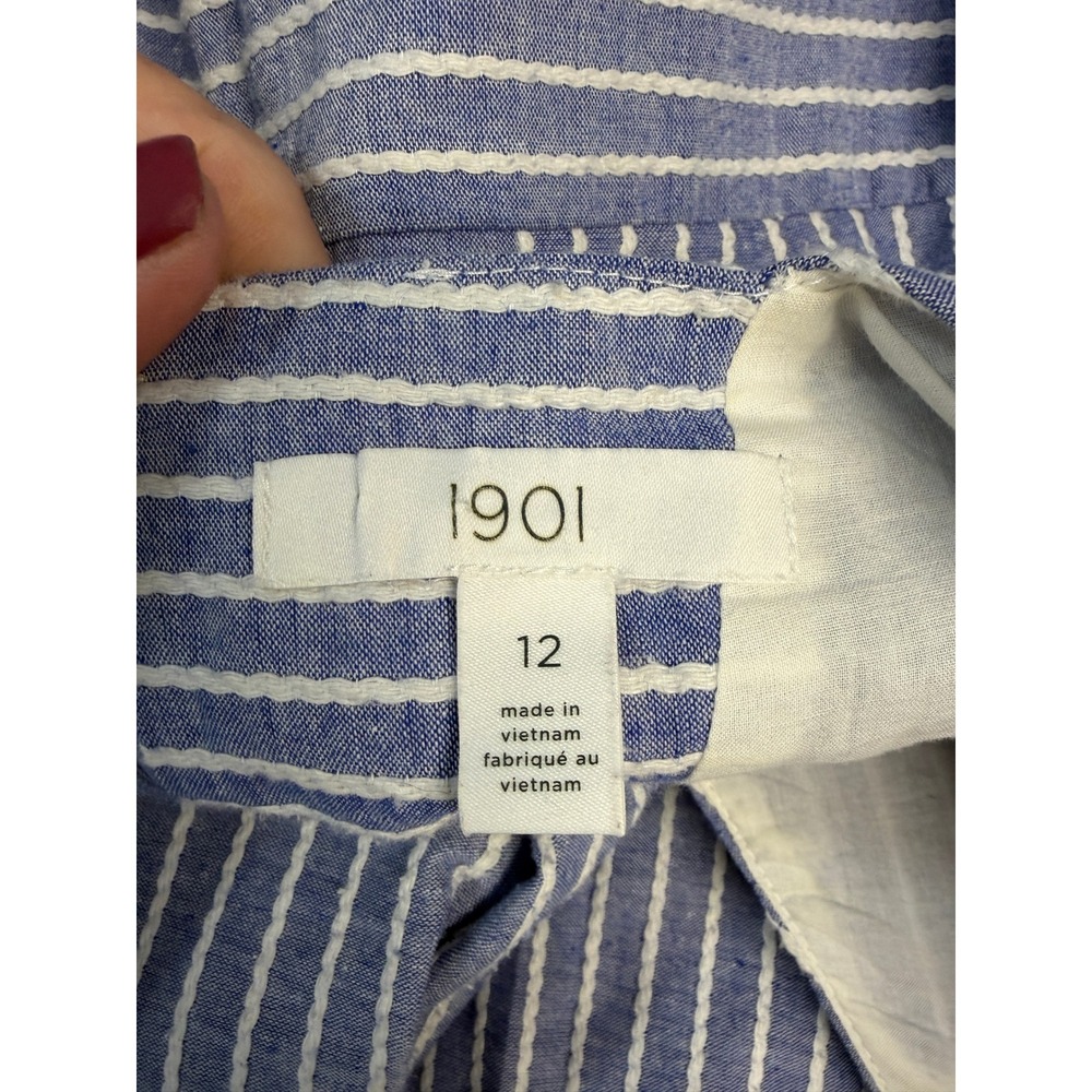 1901 Anthro Wide Leg Jumpsuit V-Neck Ruffle Shoulder Tie Waist Summer 12 Cruise - Picture 11 of 11